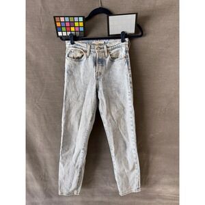 Levis Premium Wedgie Straight Jeans Womens 25 Acid Wash Button Fly
